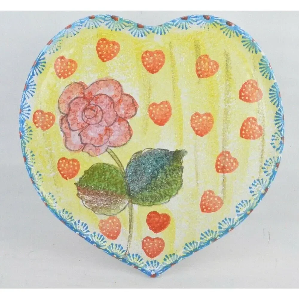 Vintage Italian Ceramic Heart-Shaped Cake Pedestal Stand 13
